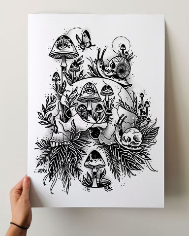 Skull and Snails Print