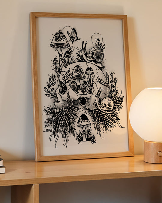 Skull and Snails Print