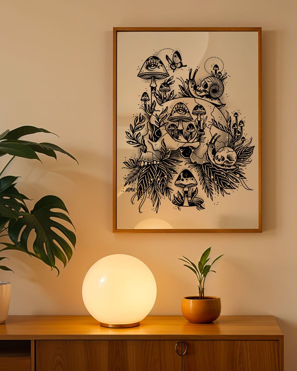 Skull and Snails Print
