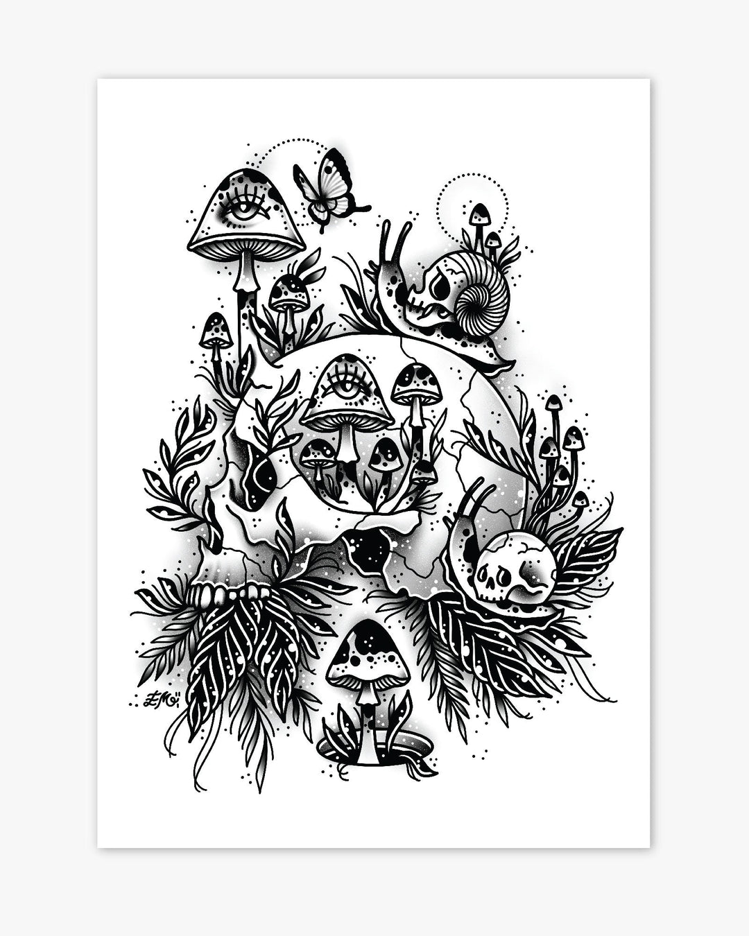 Skull and Snails Print - Ella Mobbs