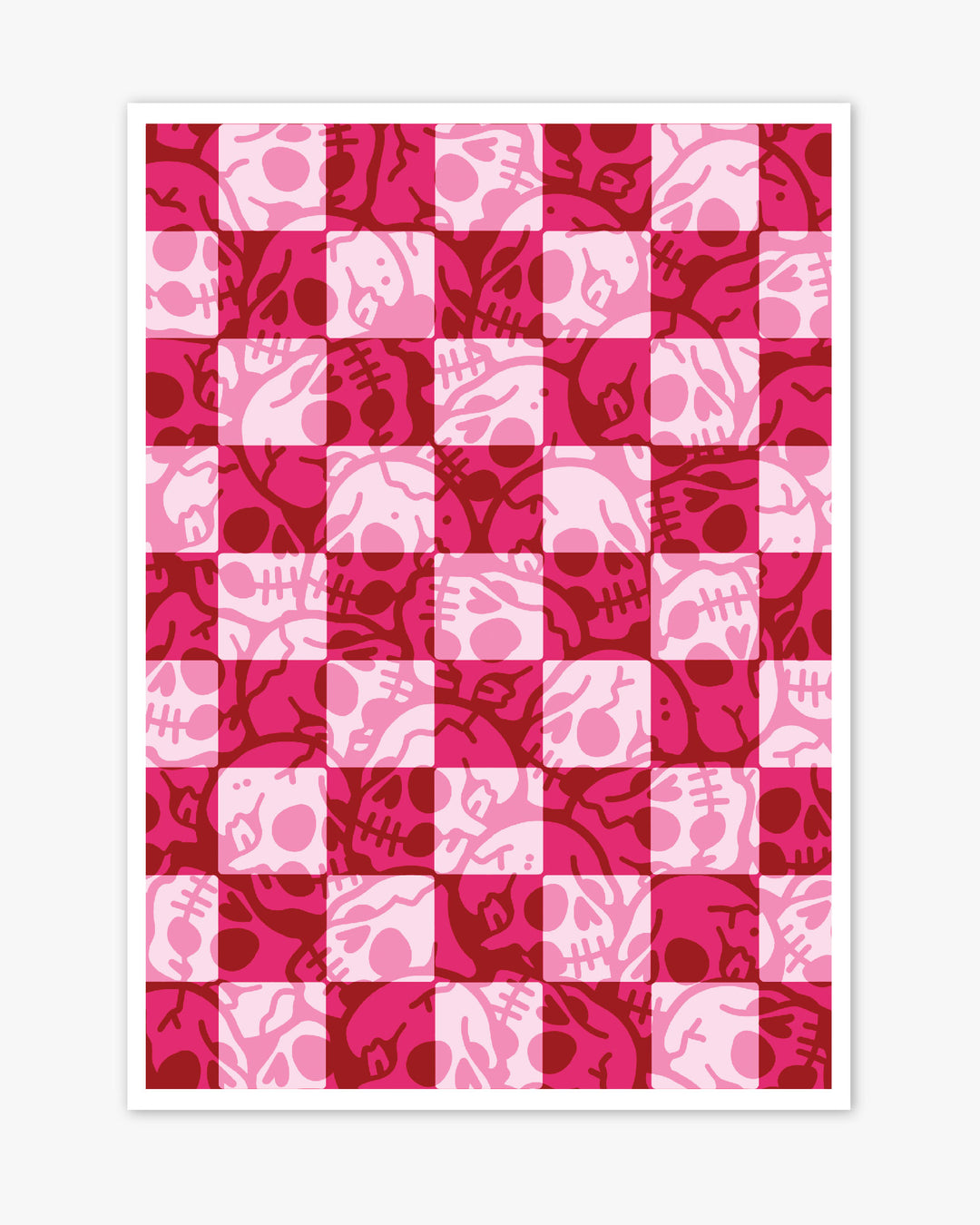 Skull Check Pattern Print