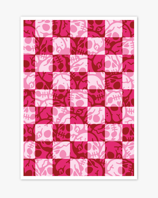 Skull Check Pattern Print