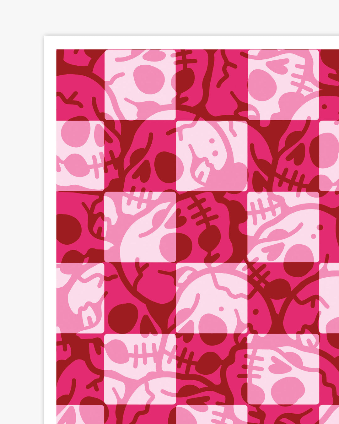 Skull Check Pattern Print