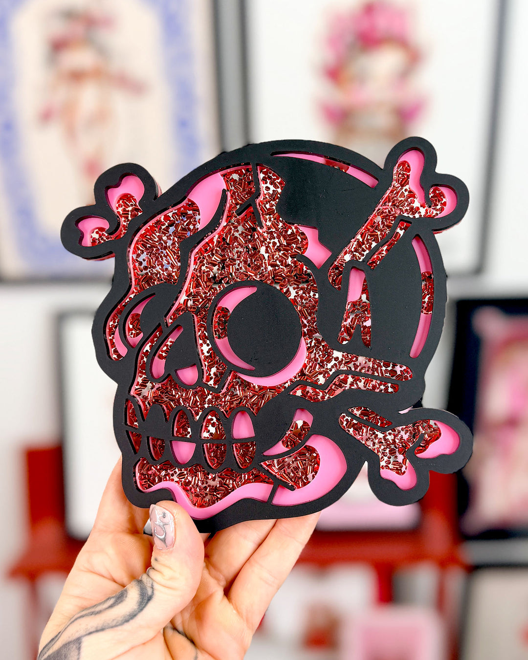 Skull Head 15cm/5.9" (Glitter One-off)
