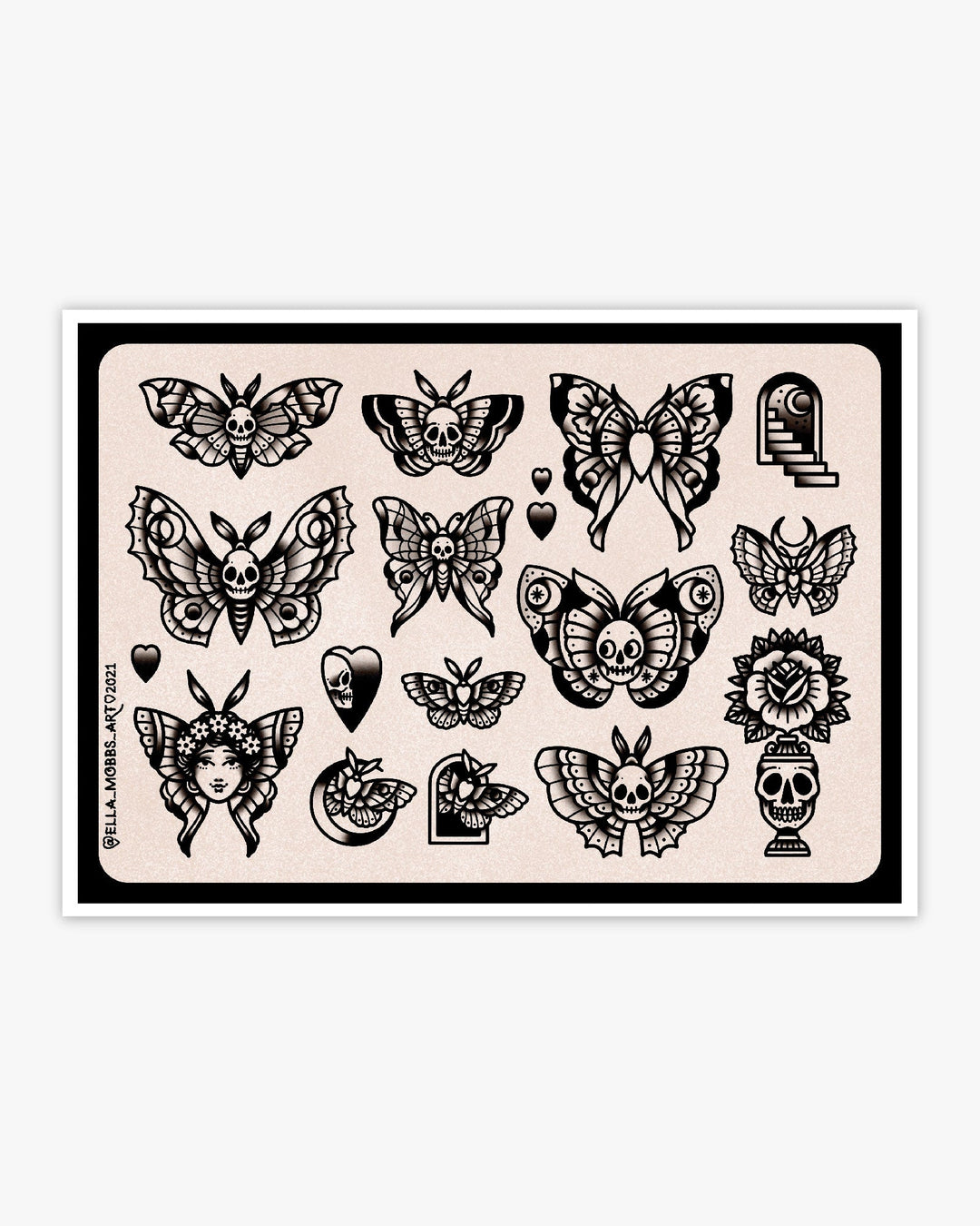 Skull Moths Flash Print - Ella Mobbs