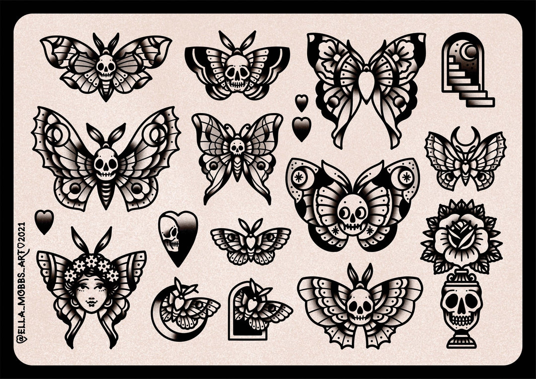 Skull Moths Flash Print - EllaMobbs