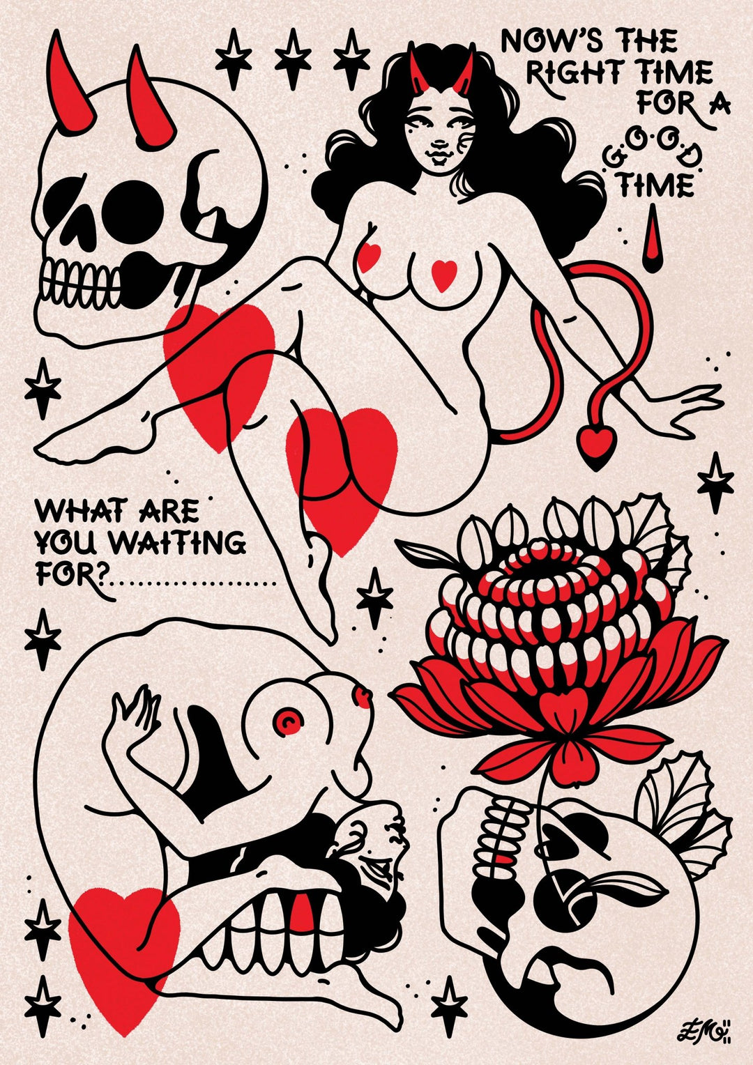 Skull Nudes Print - EllaMobbs