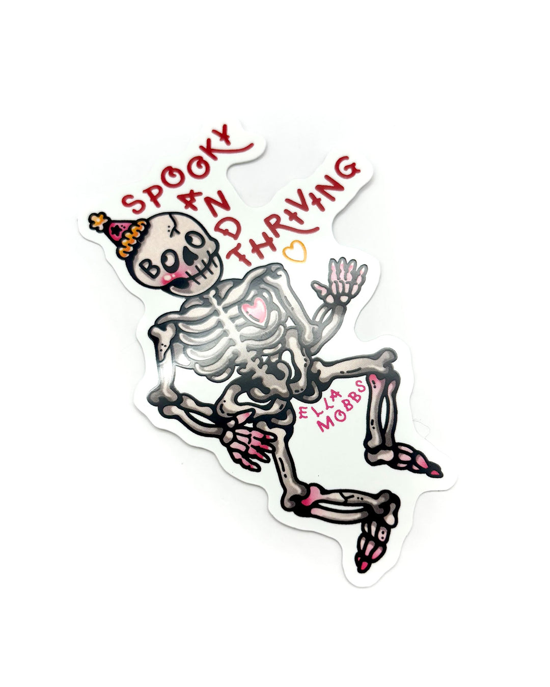 Spooky Skeleton Sticker - Ella Mobbs