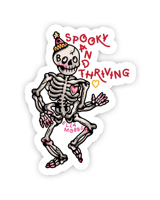Spooky Skeleton Sticker - Ella Mobbs