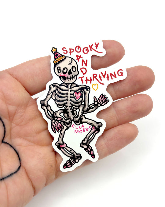 Spooky Skeleton Sticker - Ella Mobbs
