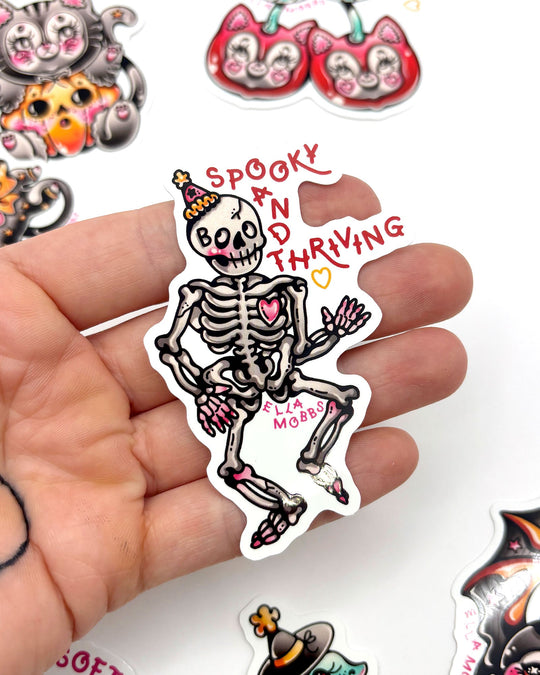 Spooky Skeleton Sticker - Ella Mobbs