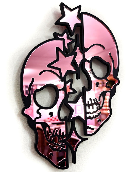 Star Skull Wall Hanging (Pink Mirror)