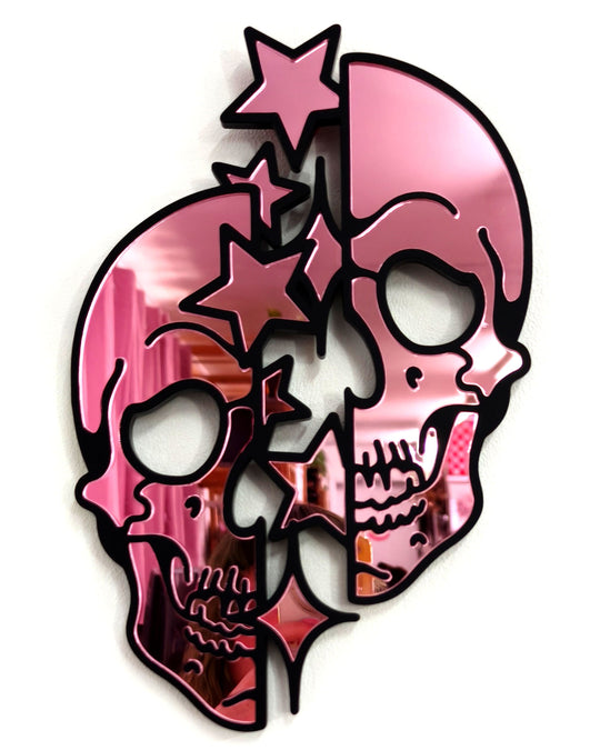 Star Skull Wall Hanging (Pink Mirror)