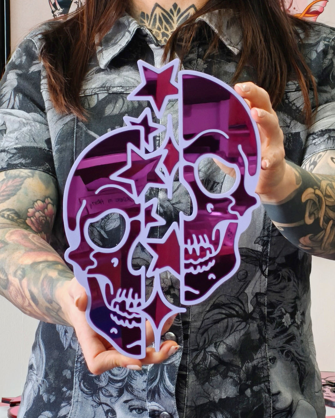 Star Skull Wall Hanging (Purple Mirror)