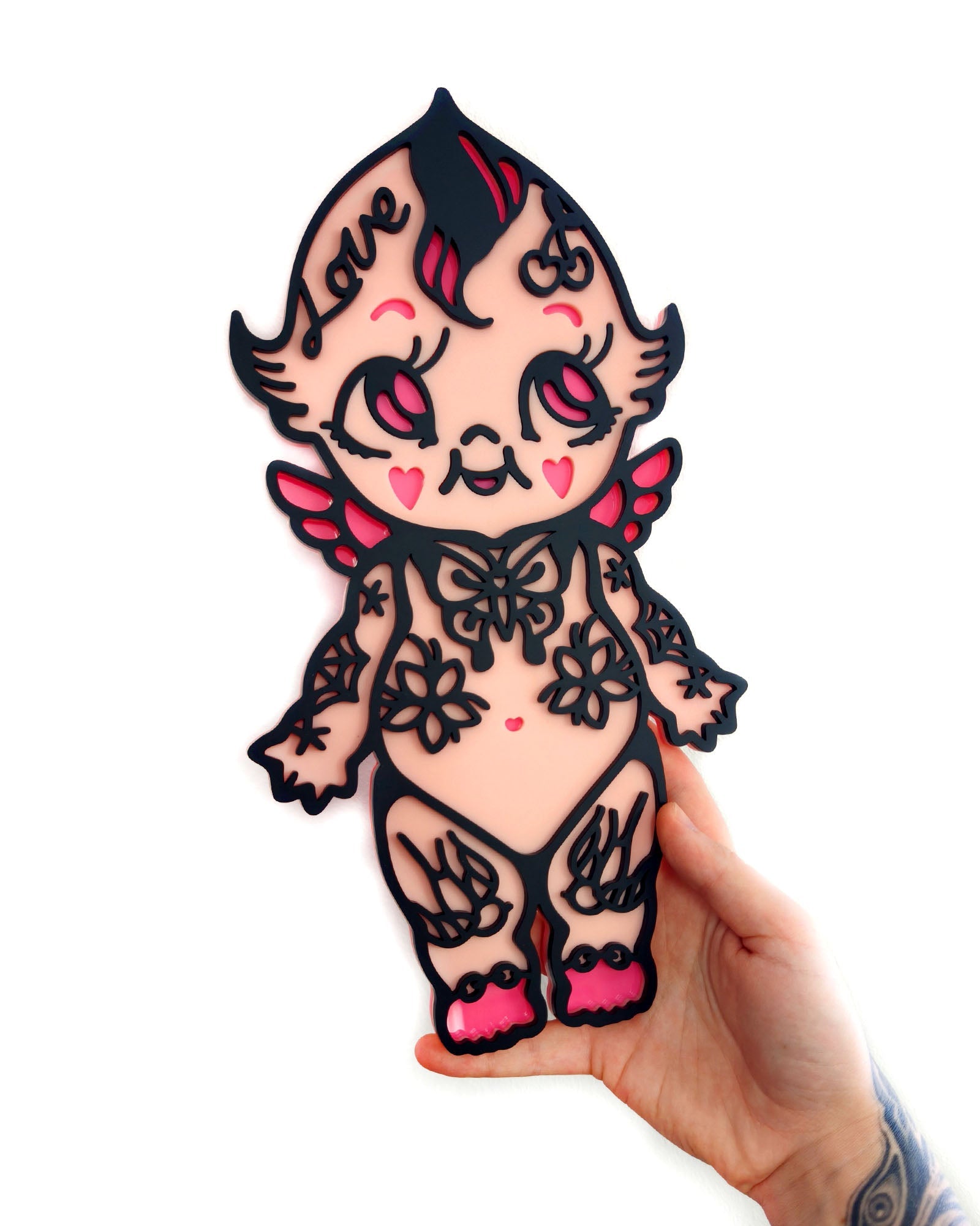 Tattooed Kewpie Wall Hanging Tattoo-Inspired Acrylic Wall Art by