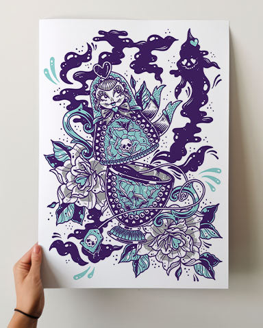 Teapot Dolly with Ghost Print