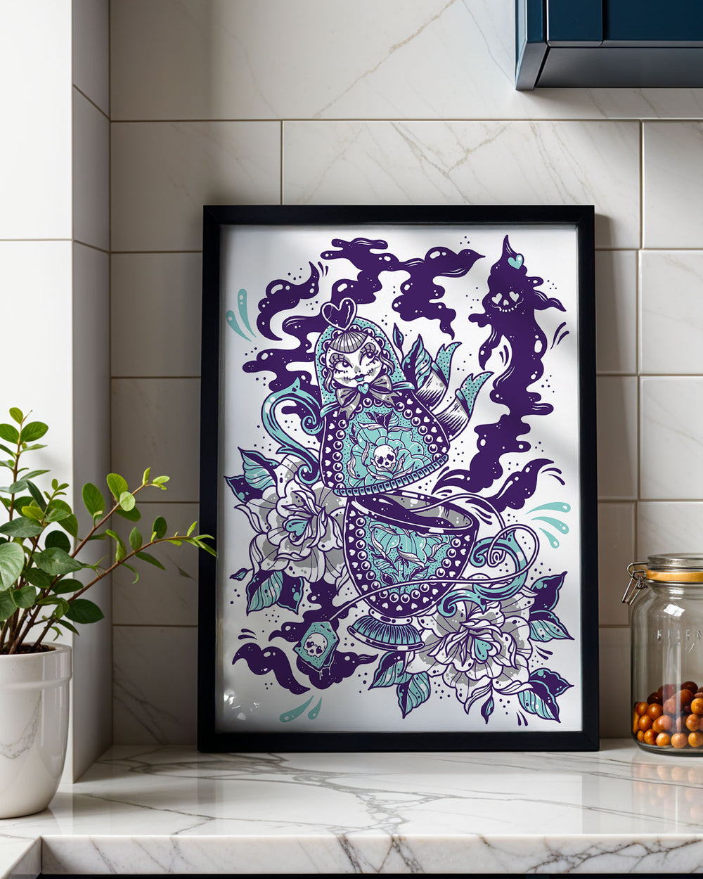 Teapot Dolly with Ghost Print