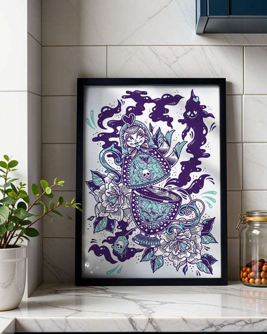 Teapot Dolly with Ghost Print