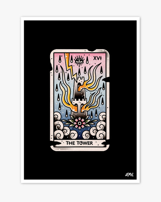 The Tower Tarot Print - Ella Mobbs