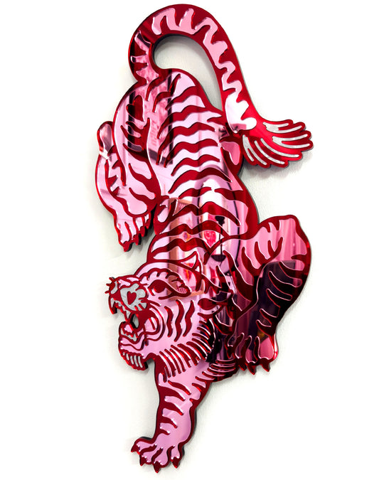 Tiger Wall Hanging (Pink Mirror)