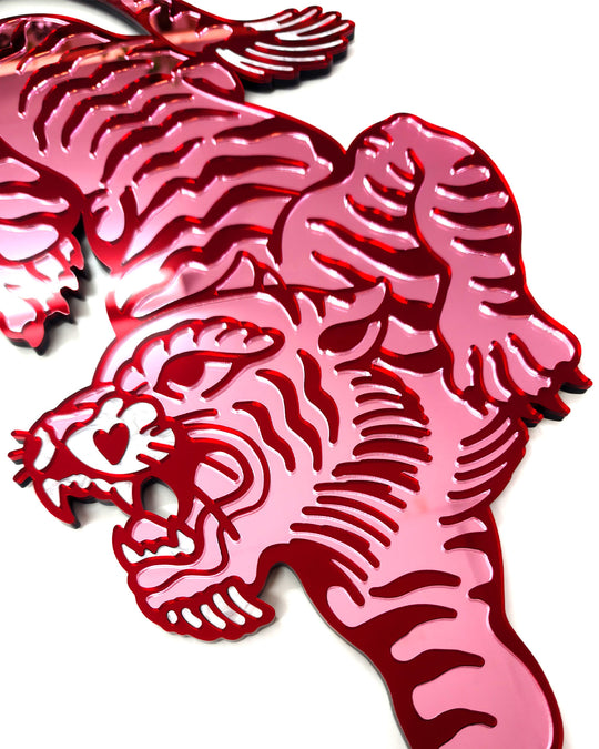 Tiger Wall Hanging (Pink Mirror)