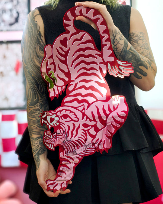 Tiger Wall Hanging (Pink Mirror)