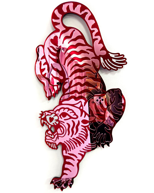 Tiger Wall Hanging (Pink Mirror)