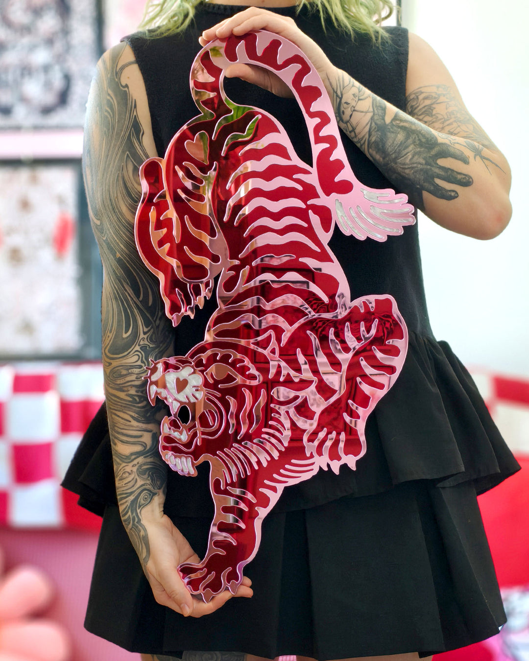 Tiger Wall Hanging (Red Mirror)