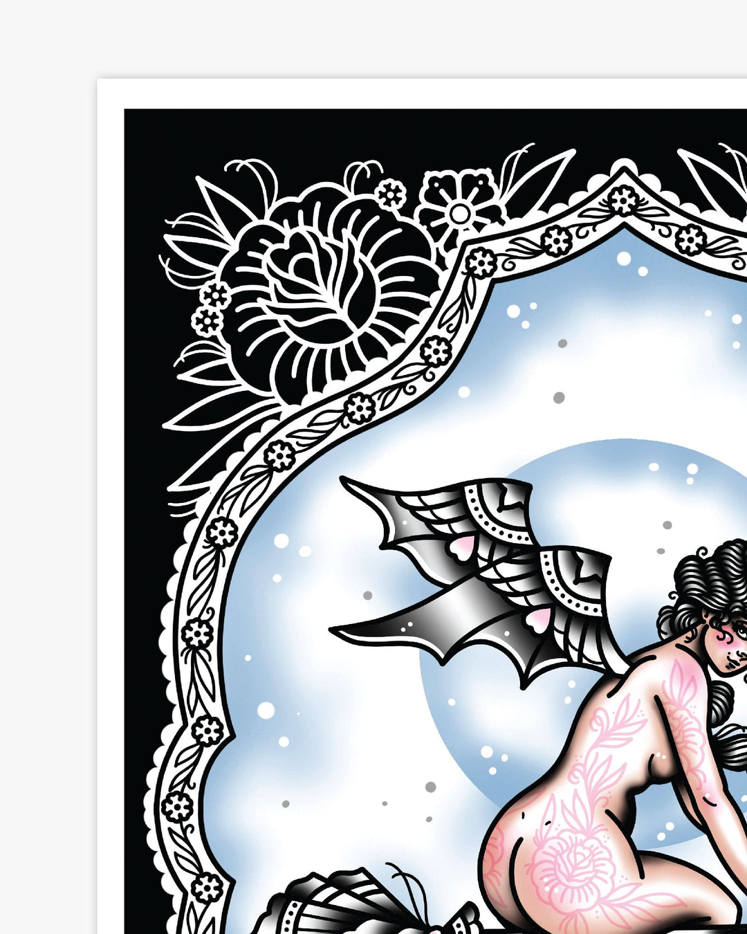 Witch on Broom Print - Ella Mobbs