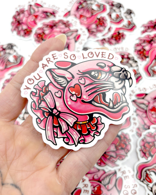 So Loved Panther Sticker