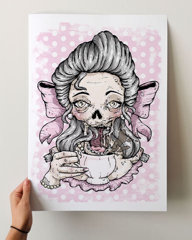 Zombie Tea Lady Print - Ella Mobbs