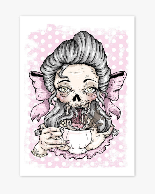 Zombie Tea Lady Print - Ella Mobbs